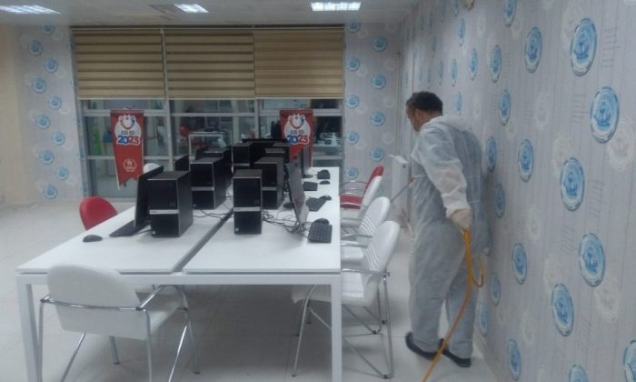 Sinop’taki yurtlar ve spor tesisleri dezenfekte ediliyor
