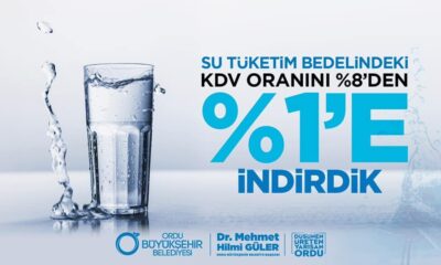Ordu Büyükşehir Belediyesi içme suyundaki KDV oranını yüzde 1’e indirdi