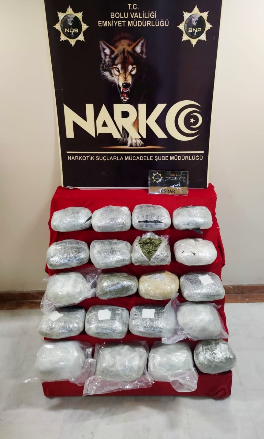 Bolu’da 13 kilo 650 gram uyuşturucu ele geçirildi