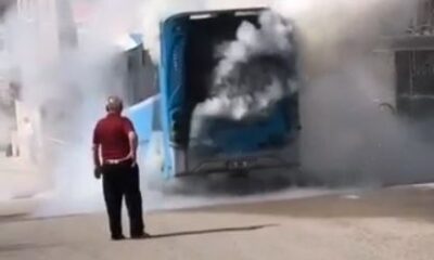 Karabük’te seyir halindeki halk otobüsünde çıkan yangın söndürüldü