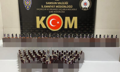Samsun’da kargoyla gönderilmiş 95 şişe gümrük kaçağı içki ele geçirildi