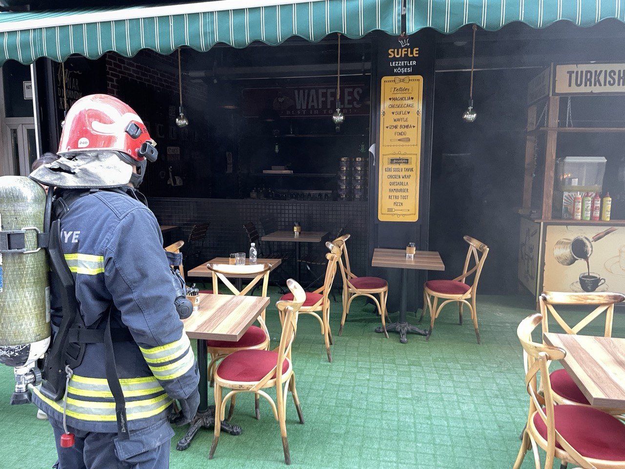Bolu’da kafede yangın hasara yol açtı