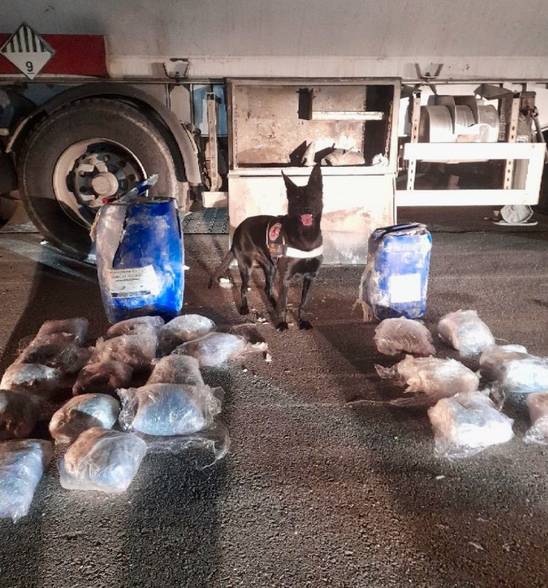 Düzce’de bir tırda variller içerisinde 11 kilogram uyuşturucu bulundu