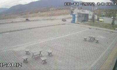 Karabük’te motosikletin refüje çarparak sürüklenmesi güvenlik kamerasında