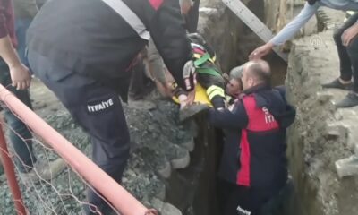 Samsun’da altyapı çalışmasında toprak kayması sonucu bir işçi yaralandı