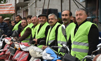 Samsun’da kırsaldaki bisiklet ve motosiklet sürücülerine reflektif yelek dağıtıldı
