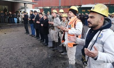 Zonguldak’ta madenciler, patlamada hayatını kaybeden meslektaşları için dua etti