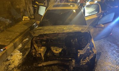 Bolu’da seyir halindeyken yanan otomobilde hasar oluştu