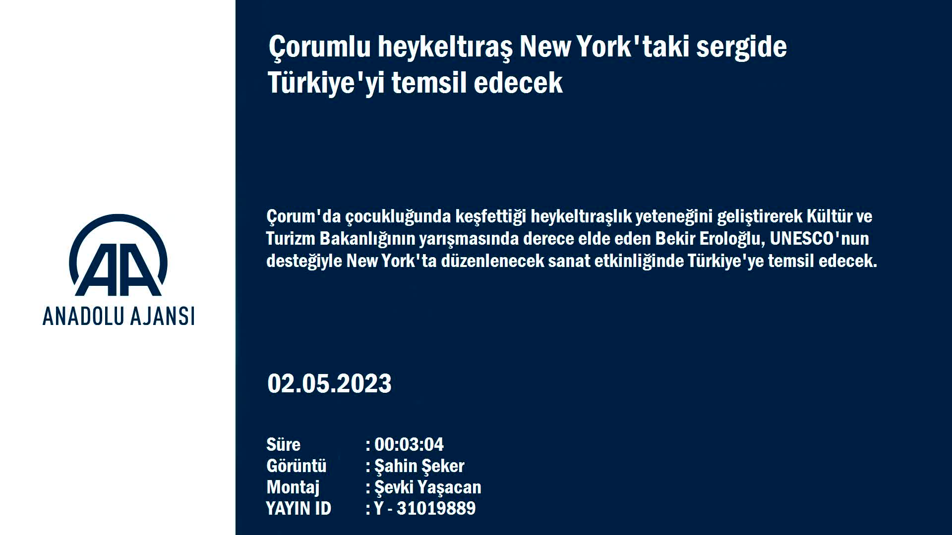 Çorumlu heykeltıraş New York’taki sergide Türkiye’yi temsil edecek