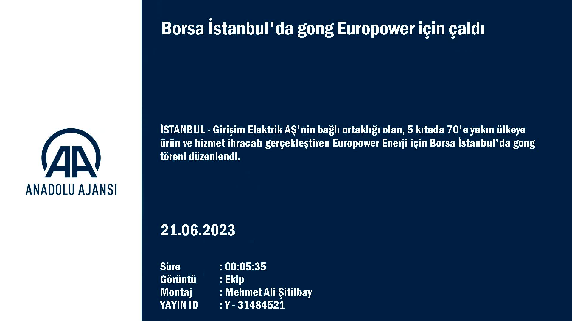 Borsa İstanbul’da gong Europower için çaldı
