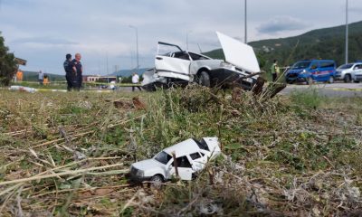 Karabük’te 1 kişinin öldüğü 4 kişinin yaralandığı trafik kazası güvenlik kamerasında