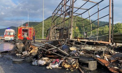 Anadolu Otoyolu’nda yanan kamyonun sürücüsü yaralandı