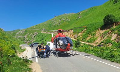 Trabzon’da kalça protezi çıkan hasta ambulans helikopterle hastaneye ulaştırıldı