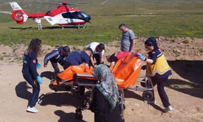 Trabzon’da yaylada rahatsızlanan hasta ambulans helikopterle hastaneye ulaştırıldı