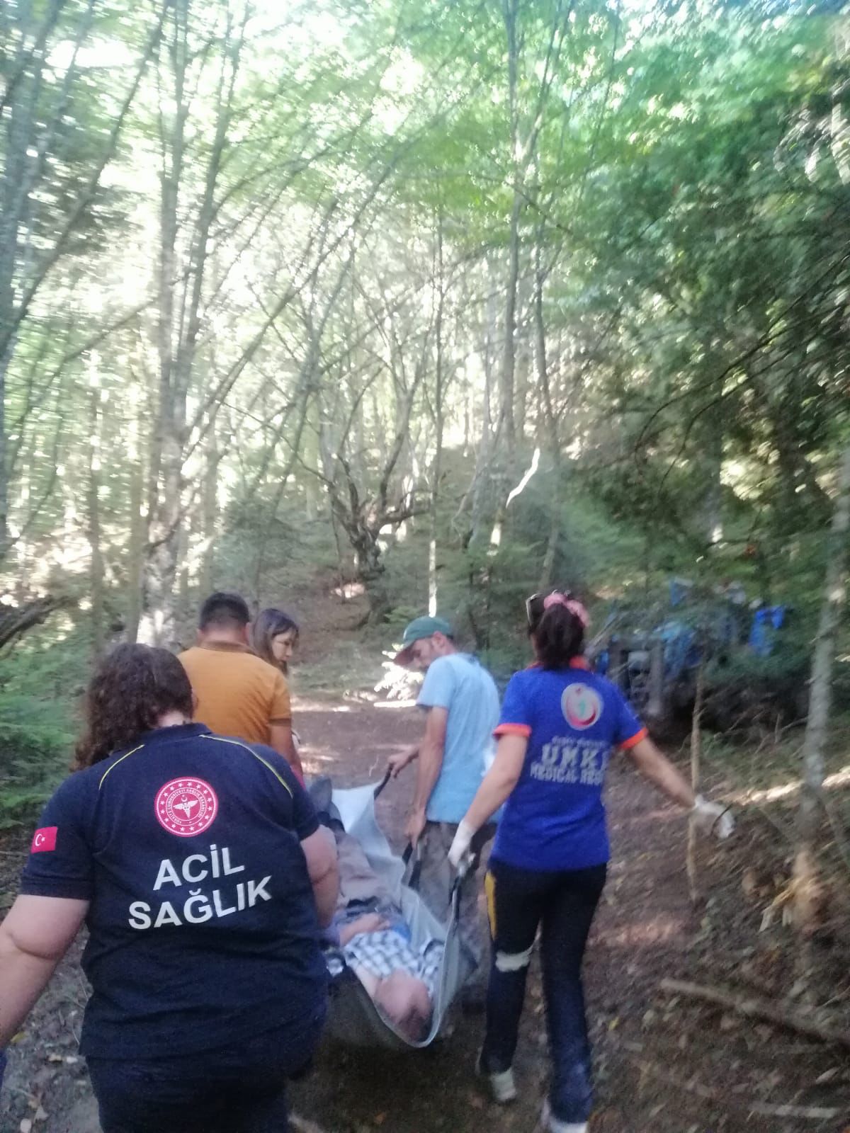 Bolu’da ormanda rahatsızlanan kişi ambulansa sedyeyle 1 kilometre taşındı