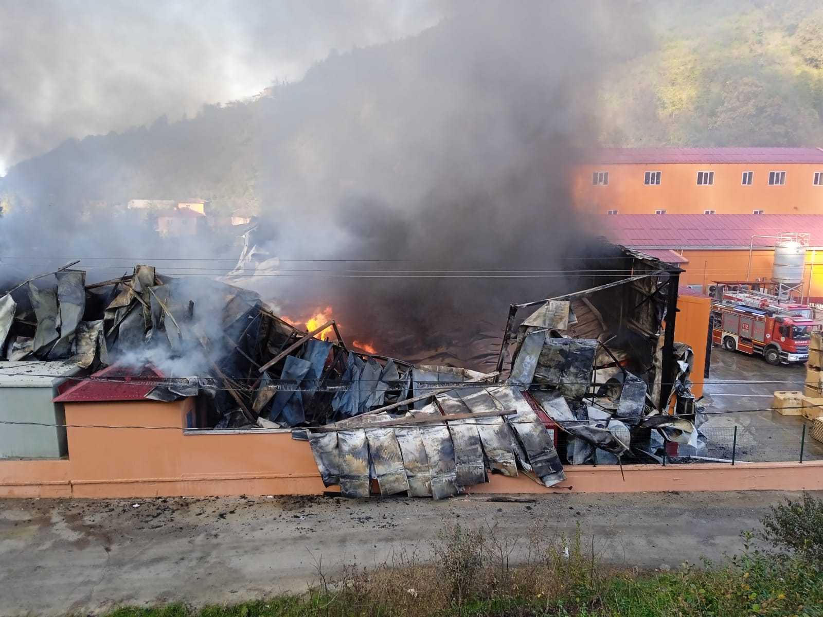 Giresun’da balık işleme fabrikasının soğuk hava deposunda yangın çıktı