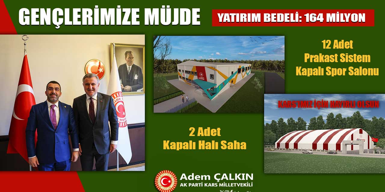 AK Parti Kars Milletvekili Adem Çalkın, Kars’a 14 adet saha yapımı müjdesini verdi