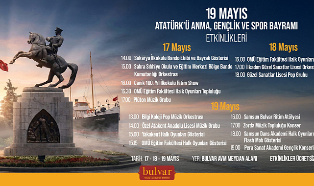 Bulvar AVM’den 19 Mayıs’a özel üç günlük coşkulu etkinlik programı