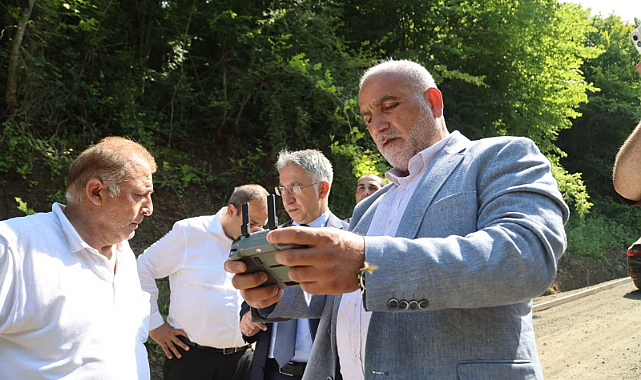 Canik Belediye Başkanı yolları dronla denetledi