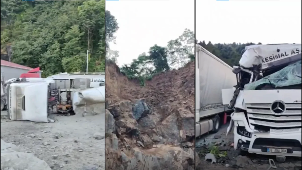Hopa’da heyelan: 1 ölü, 8 tır hasar gördü